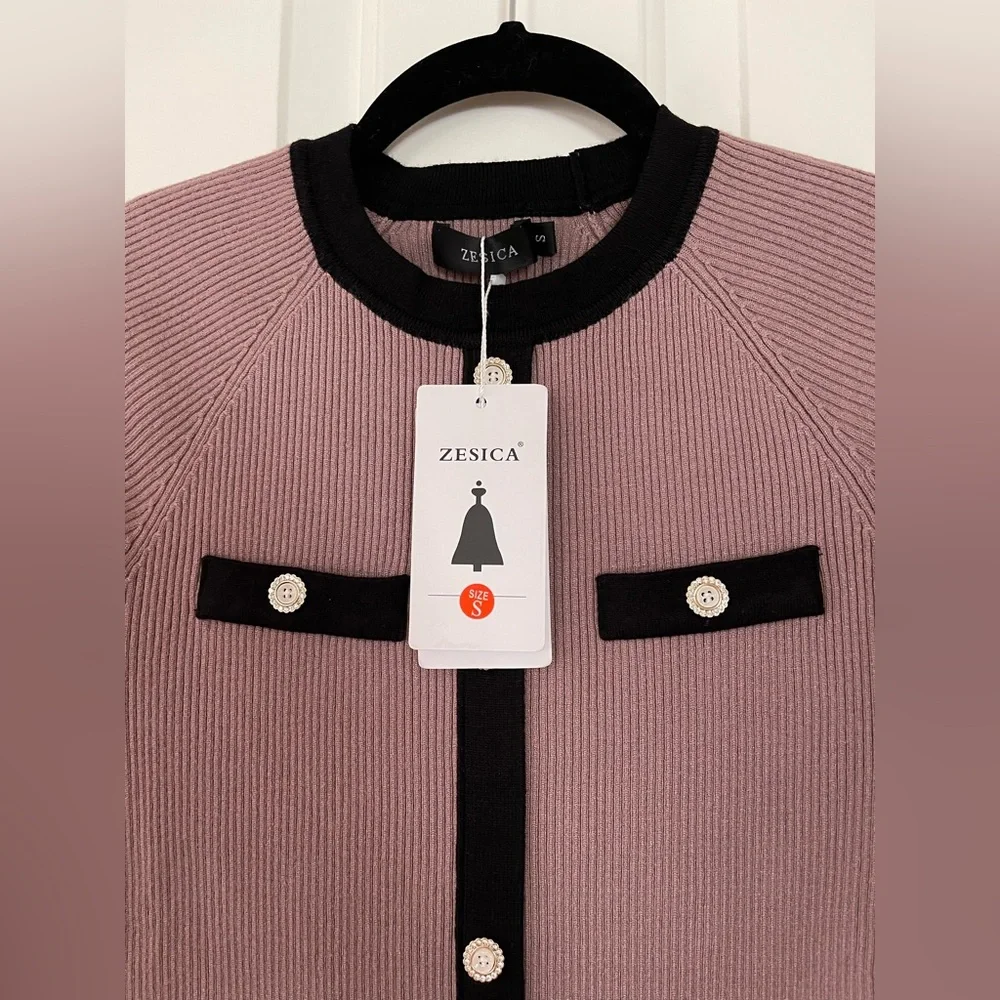 NWT RIB KNIT MIDI DRESS-KHAKI/BLACK-S - Picture 13 of 17